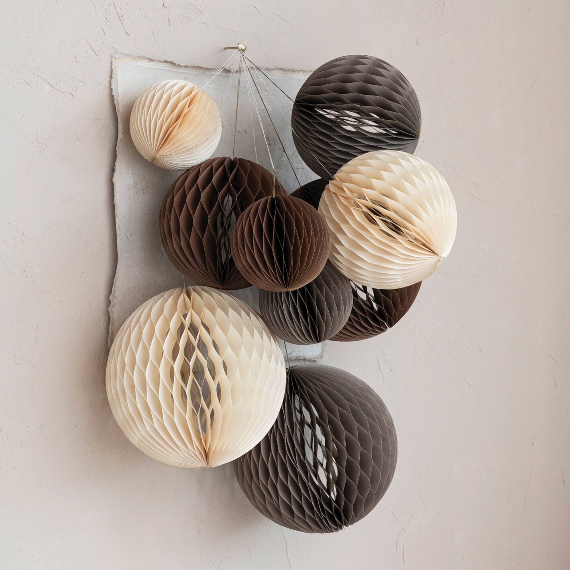 Hello Honey® Round Paper Honeycomb Ornaments with Gold Glitter Set
